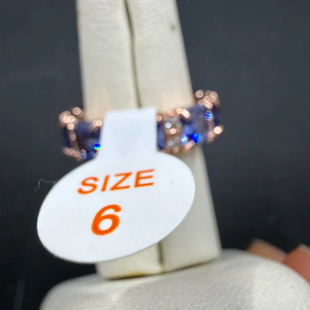 Bomb Party Uptown Glamour Sz 6 Ring Sapphire CZ RBP6632 Rose Gold Plated
